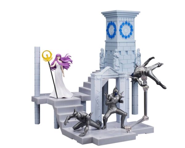 Descubre el apasionante mundo de Saint Seiya Figura D-D-P Diosa Atena mas Soldados y Reloj de Fuego del Santuario.