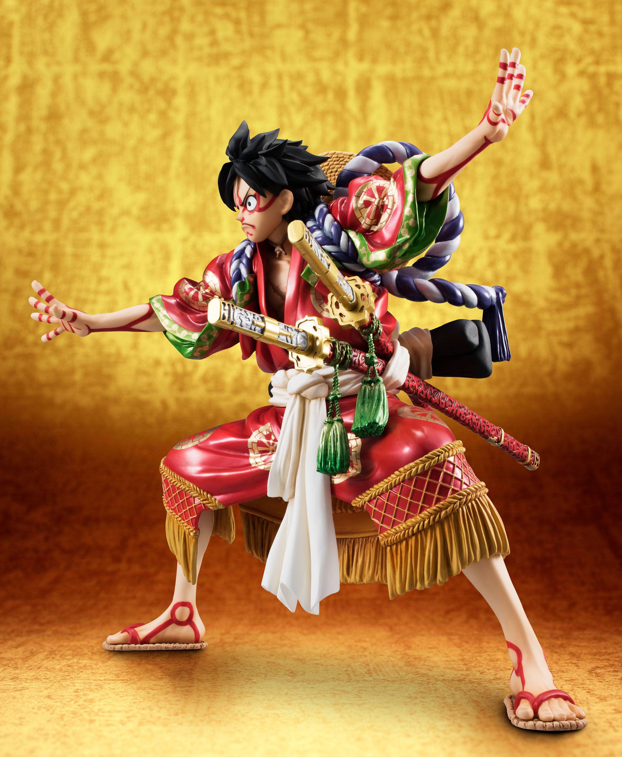 Descubre el apasionante mundo de One Piece Figura Excellent Model P.O.P. Monkey D. Luffy Kabuki Edition 21 cm.