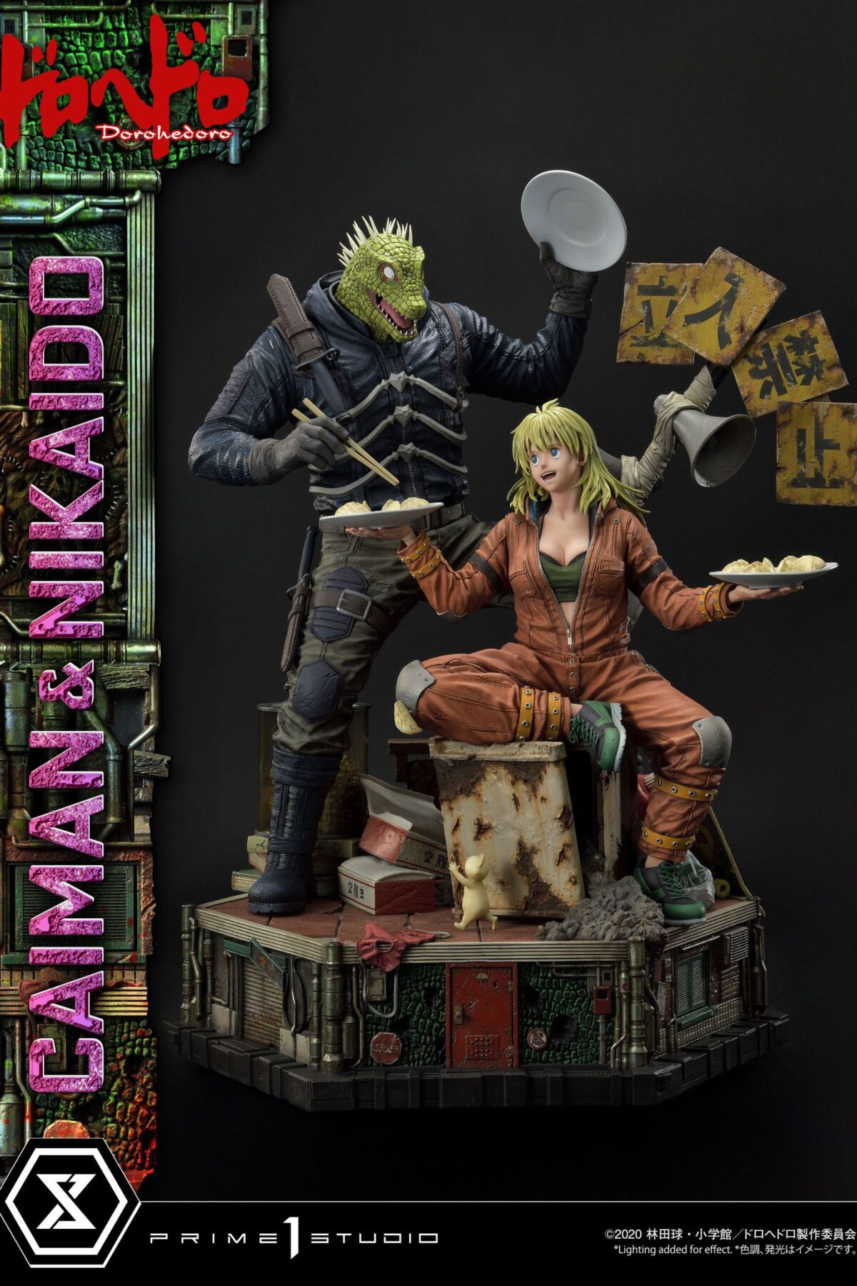 Estatua Caiman y Nikaido Dorohedoro