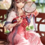 Descubre el apasionante mundo de Estatua Lotus Reflection Hanfu Girls.
