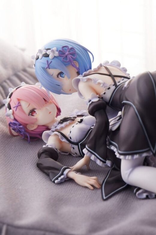 Estatua Re Zero Ram y Rem 9 cm