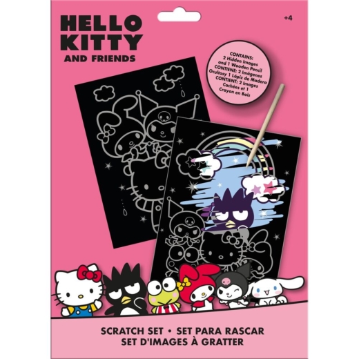 Descubre el apasionante mundo de Set de Papelería Scratch Art Hello Kitty y Amigos.